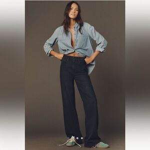 PAIGE Sasha Dark Indigo High-Rise Wide Leg Jeans